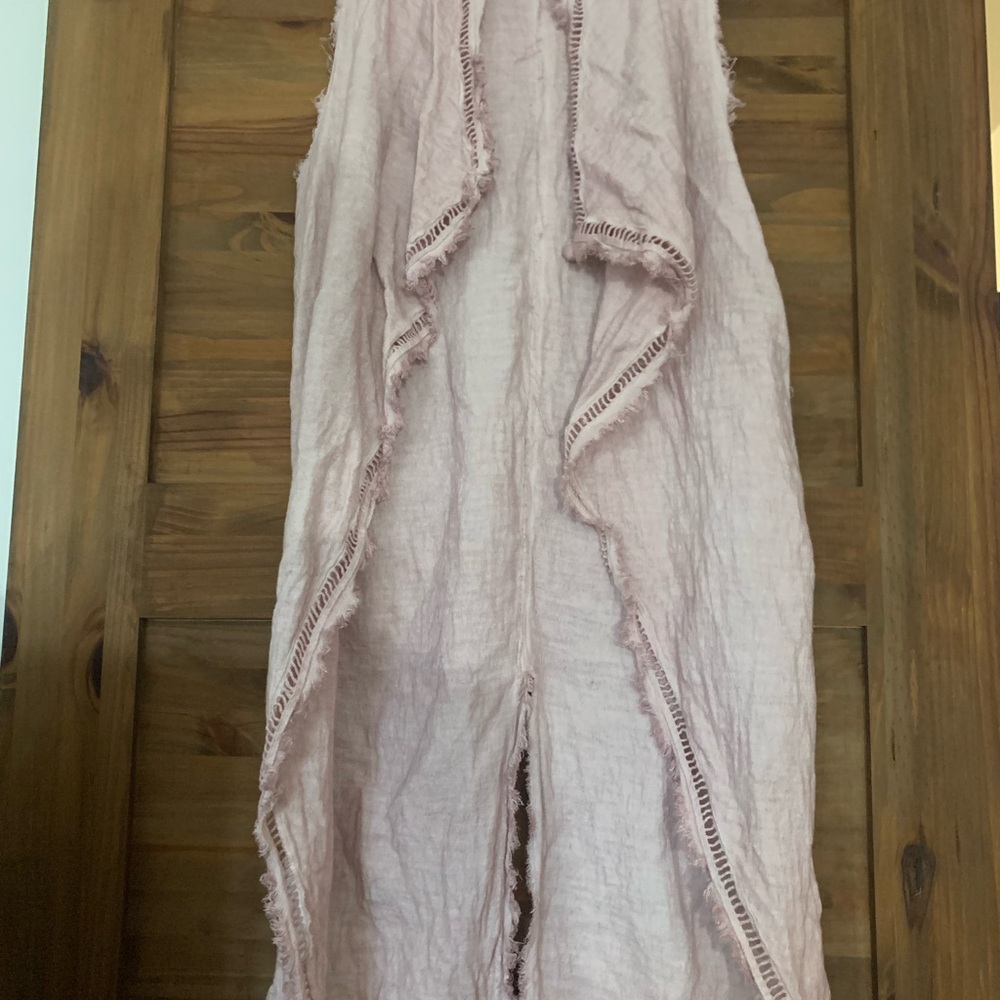Angela Mara Light Pink Sleeveless Drape Cardigan